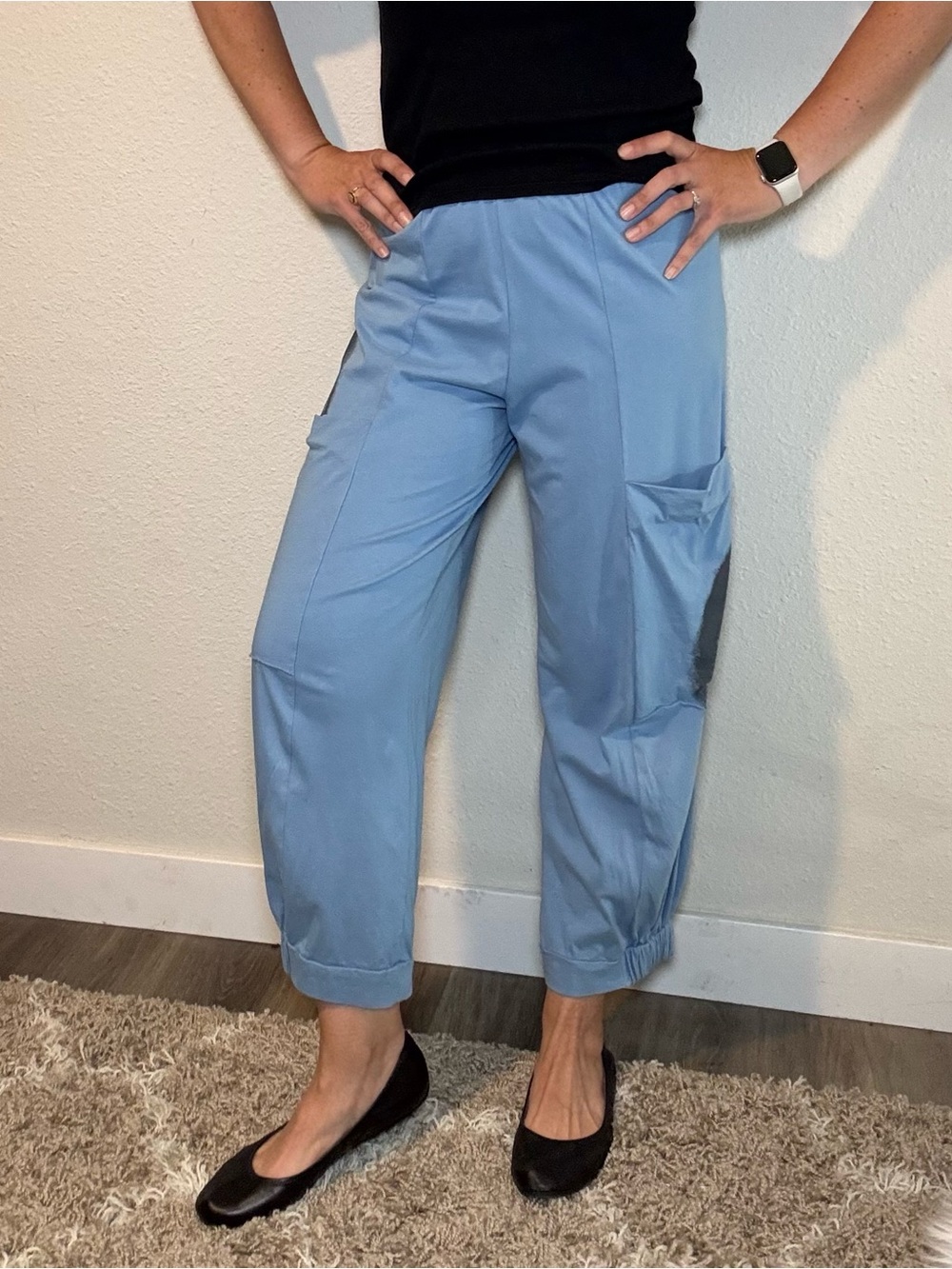 NWT Luukaa Blue Jogger Style Pants with Oversized Pockets